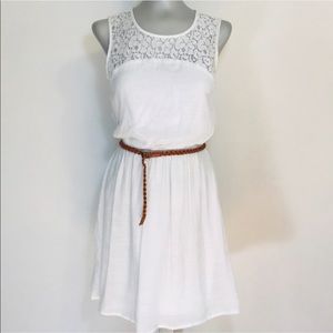 White dress with belt